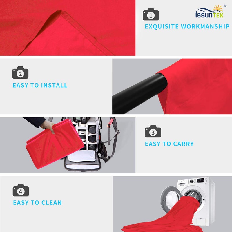 ISSUNTEX 6X9 ft Background Muslin Backdrop, Photo Studio, Collapsible High Density Screen for Video Photography and Television-Red - Image 4